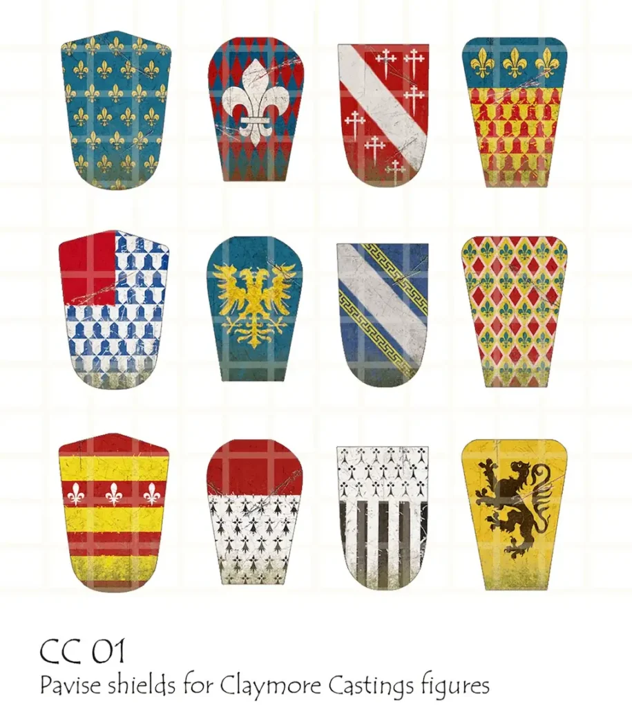 French Pavise Shields - every design on the sheet