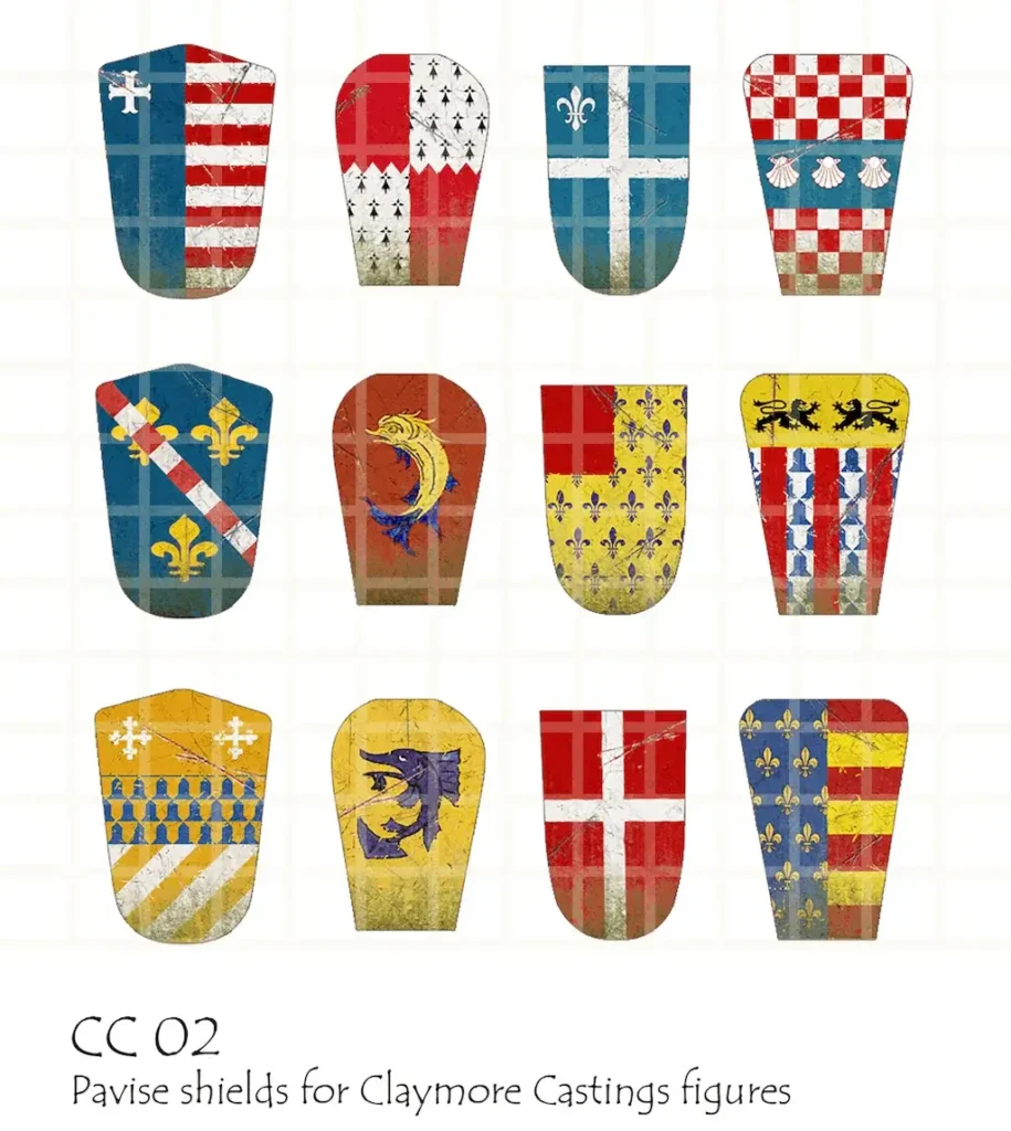 French Pavise Shields - every design on the sheet