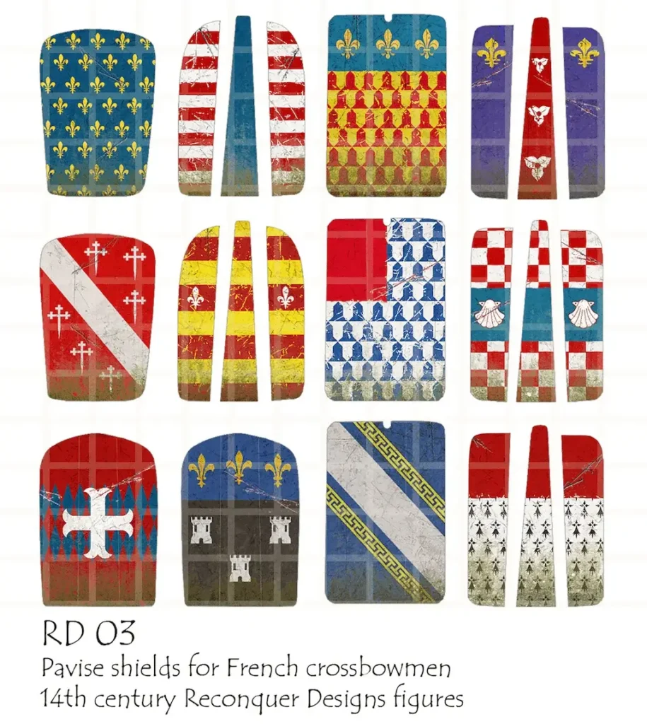 French Pavise Shields - every design on the sheet