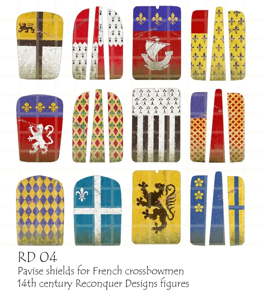French Pavise Shields - every design on the sheet