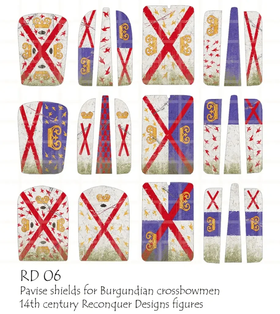 Burgundian Pavise Shields - every design on the sheet