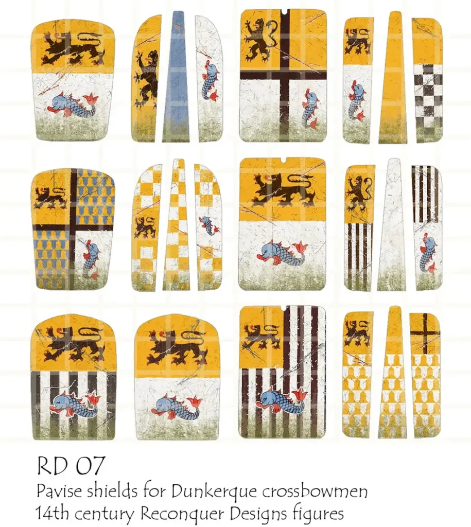 Dunkerque Pavise Shields - every design on the sheet