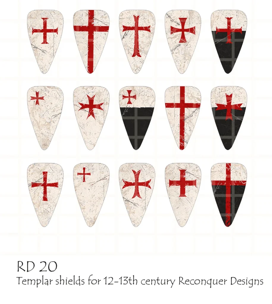 Templar Shields - every design on the sheet